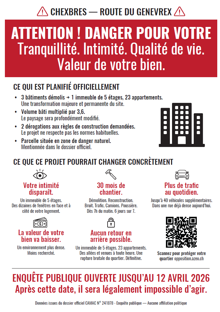 Flyer opposition Route du Génévrex Chexbres